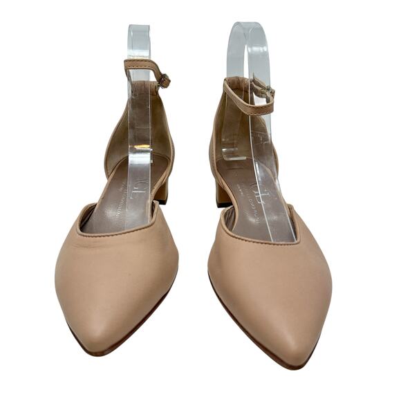 Agl D'Orsay Pumps Leather Low Heels Neutral Beige Size 36.5 US 6.5 - Picture 4 of 15